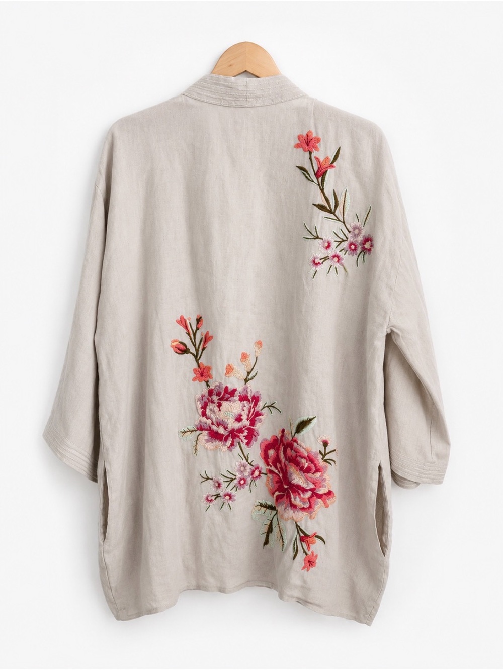 Johnny Was Vienna Linen Kimono Embroidered Size Large - Picture 3 of 6